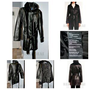 Vince Camuto faux leather trench coat with belt